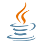 Blue and orange Java logo with a white background.