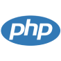 Blue Php logo with a grey background.