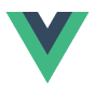 Blue and green Vue logo with a white background.